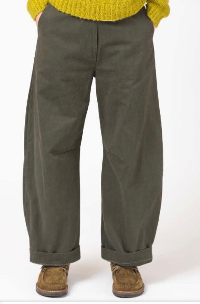 Relaxed Barrel Leg Cotton Trousers