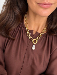 Tona Double Layered Necklace with T bar-14k gold