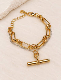 Maline Double Layered Bracelet with T-bar-14k Gold
