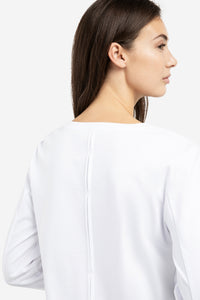 Jersey Top With Woven Cuffs And Slit Detail