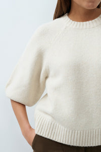 Knitted Sweater with Balloon Sleeves