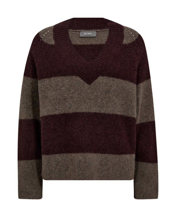 MMTaci Stripe LS V-Neck Knit