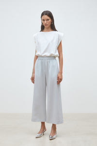 Bleu Ciel Wide-Leg Cropped Trousers