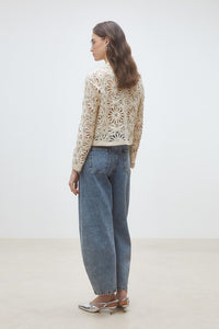 Sequin Floral Lace Cropped Cardigan