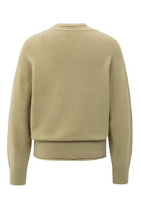 Knitted Sweater with Deep V-neck and Layered Top