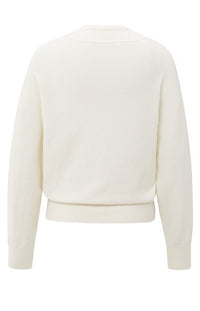 Knitted Sweater with Deep V-neck and Layered Top