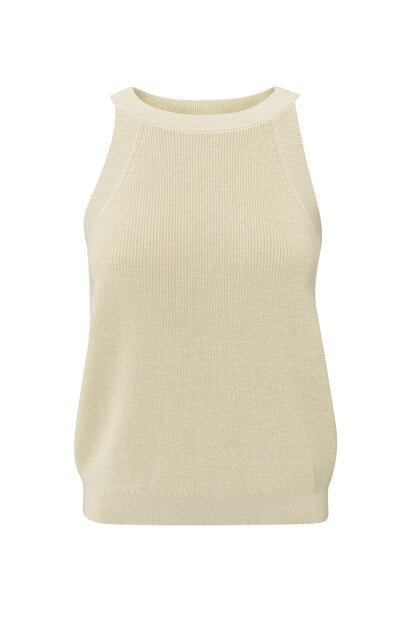 Ribbed High Neck Knit Tank