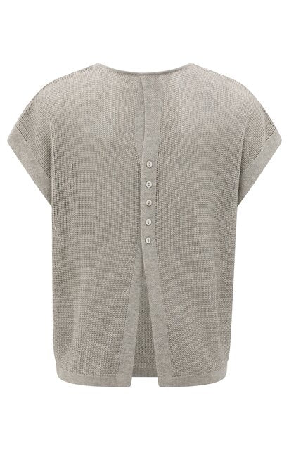 Sleeveless Knit Top with Back Button Detail