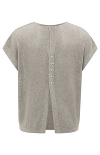 Sleeveless Knit Top with Back Button Detail