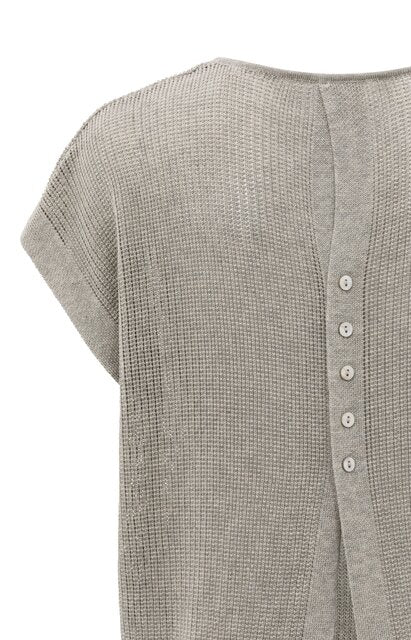 Sleeveless Knit Top with Back Button Detail