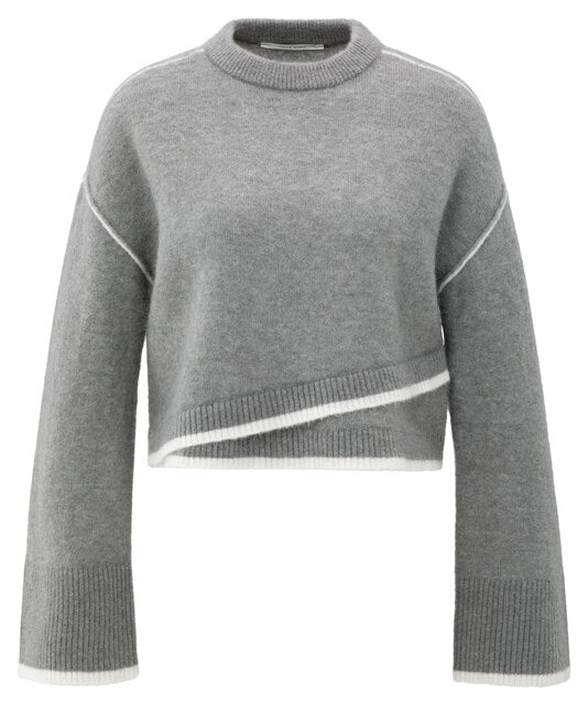 Knitted Sweater with Contrasting Lines