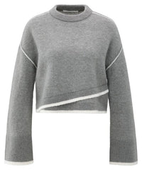 Knitted Sweater with Contrasting Lines