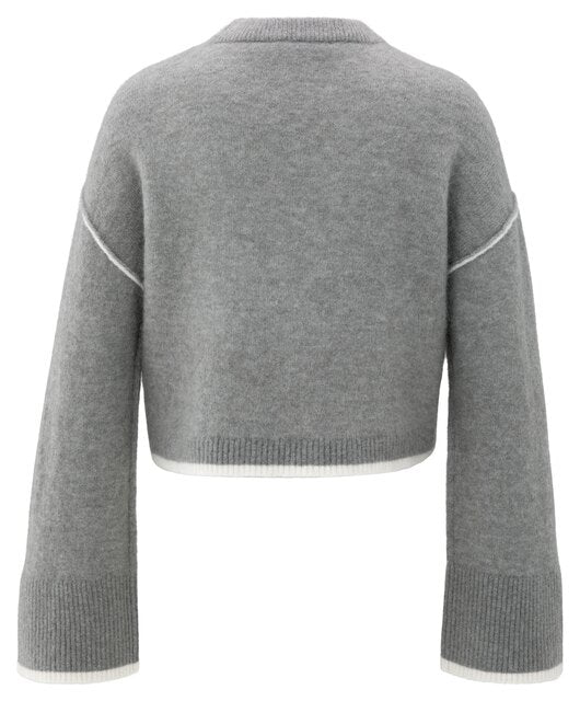 Knitted Sweater with Contrasting Lines