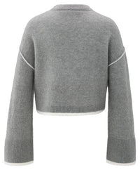 Knitted Sweater with Contrasting Lines