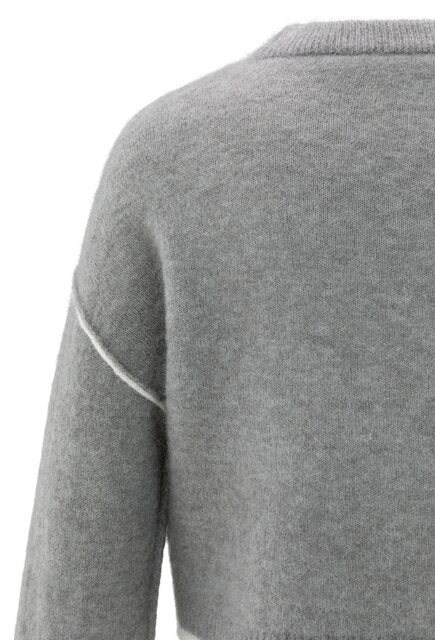 Knitted Sweater with Contrasting Lines