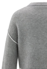 Knitted Sweater with Contrasting Lines