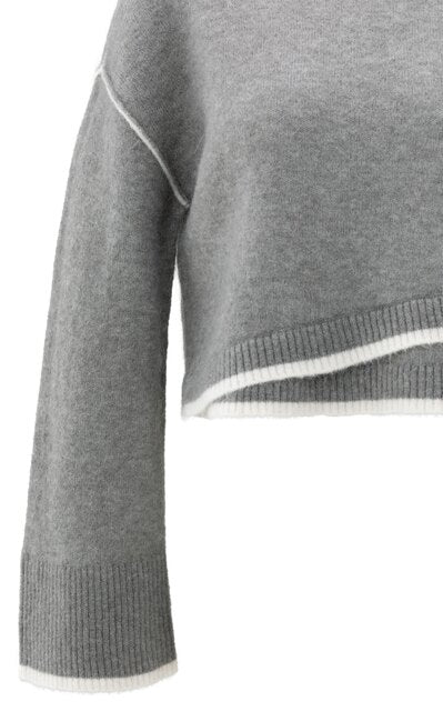 Knitted Sweater with Contrasting Lines