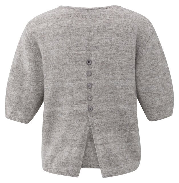 Melange Knit with V-neck and Button Details