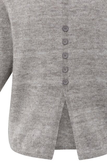 Melange Knit with V-neck and Button Details