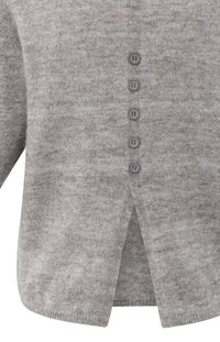 Melange Knit with V-neck and Button Details