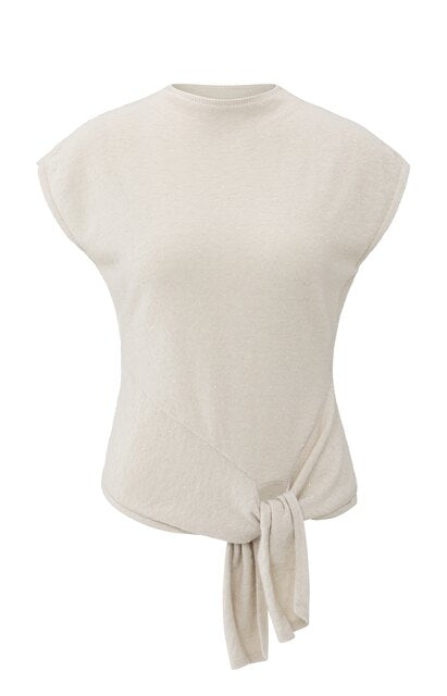Sleeveless Sweater with Knot Detail