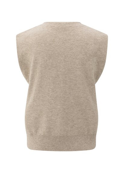 Knitted Gilet with V-neck and Asymmetric Buttoning
