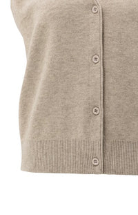 Knitted Gilet with V-neck and Asymmetric Buttoning