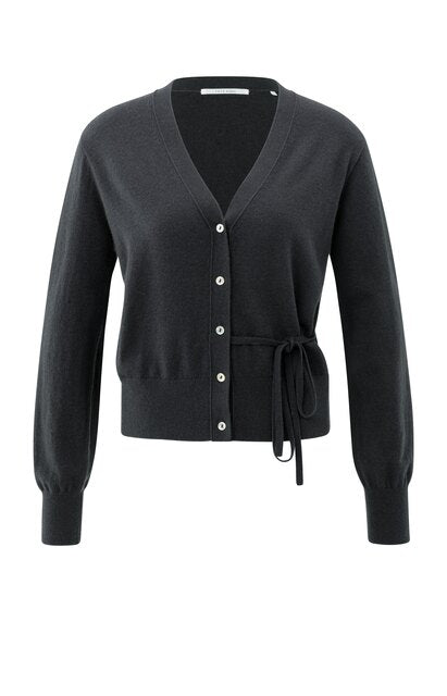 Cardigan with V-neck and tie waist