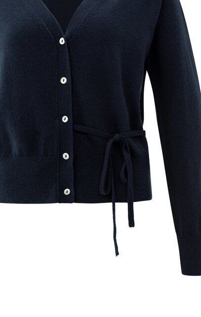Cardigan with V-neck and tie waist