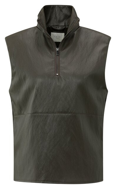 Sleeveless Faux Leather Top