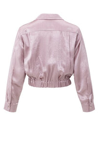 Cropped Satin Blouse with Draping and Elastic Hem