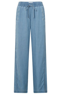 Chambray Trousers with Wide Legs