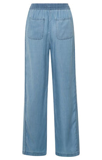 Chambray Trousers with Wide Legs