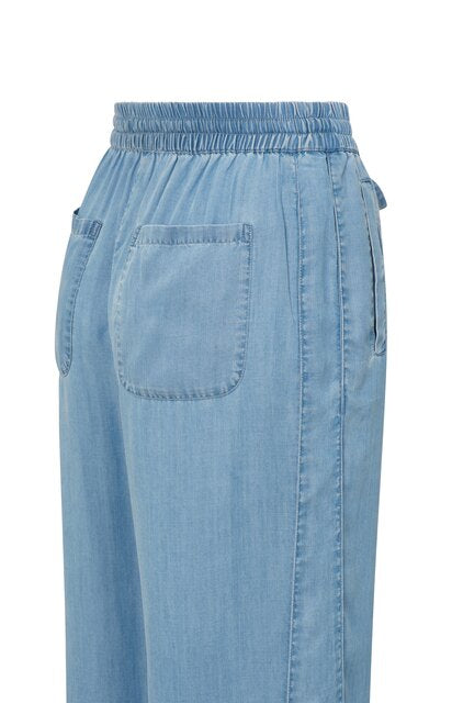 Chambray Trousers with Wide Legs