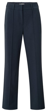 Wide Leg Trousers with Decorative Seams and Slit
