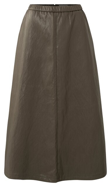 Faux Leather A-line Midi Skirt