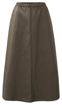 Faux Leather A-line Midi Skirt
