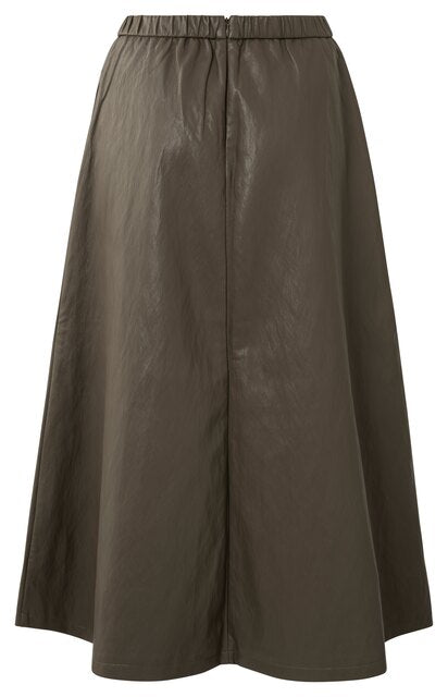 Faux Leather A-line Midi Skirt