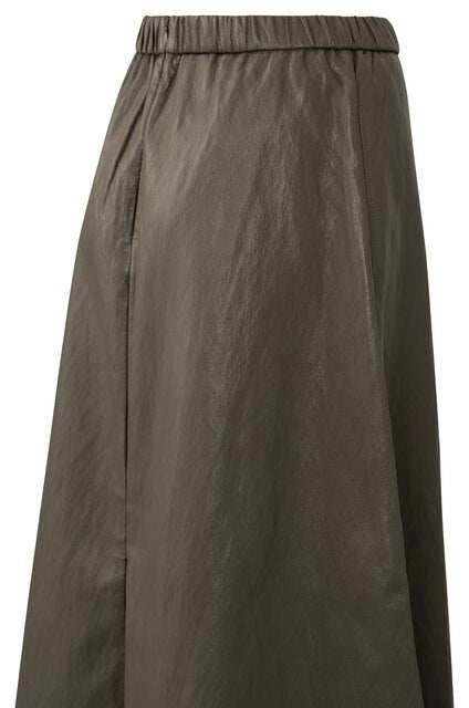 Faux Leather A-line Midi Skirt