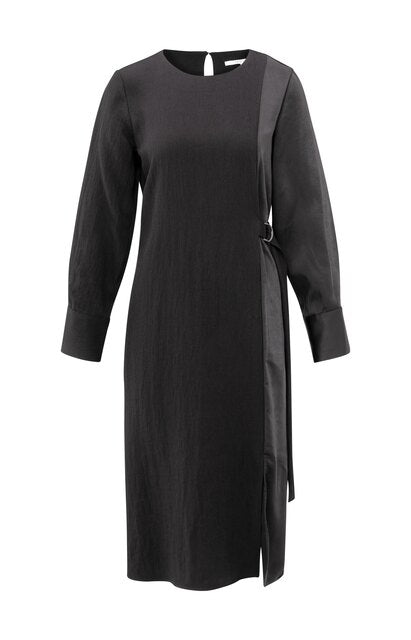 Dress with Fabric Mix and Belt Detail