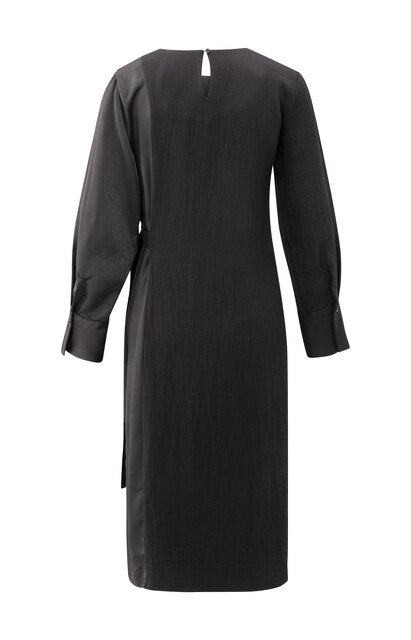 Dress with Fabric Mix and Belt Detail