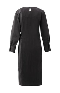 Dress with Fabric Mix and Belt Detail