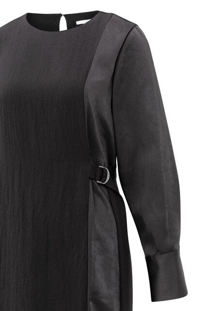 Dress with Fabric Mix and Belt Detail