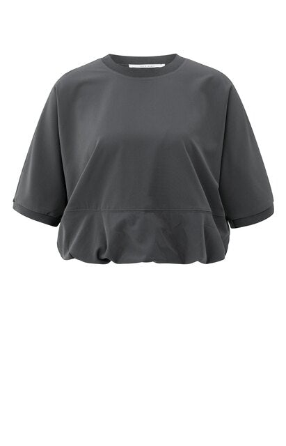 Short Sleeve Top with Balloon Hem