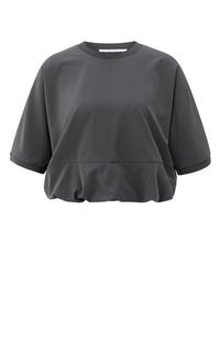 Short Sleeve Top with Balloon Hem