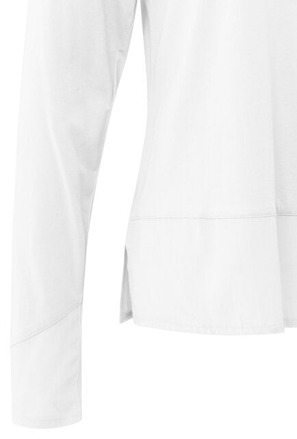 Long Sleeve Top with Woven Hem and Cuff Detail