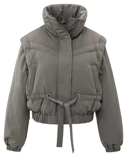 Cropped Jacket with Zip-off Sleeves