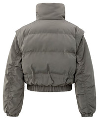 Cropped Jacket with Zip-off Sleeves