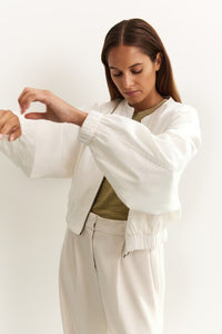 Woven Cropped Bomber Jacket