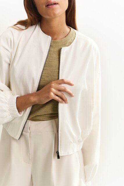 Woven Cropped Bomber Jacket